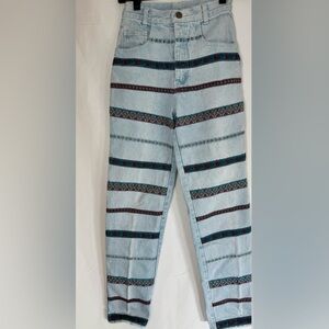Vintage high waisted, light wash jeans, size 1 With Ribbon Detail festival